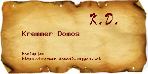 Kremmer Domos névjegykártya